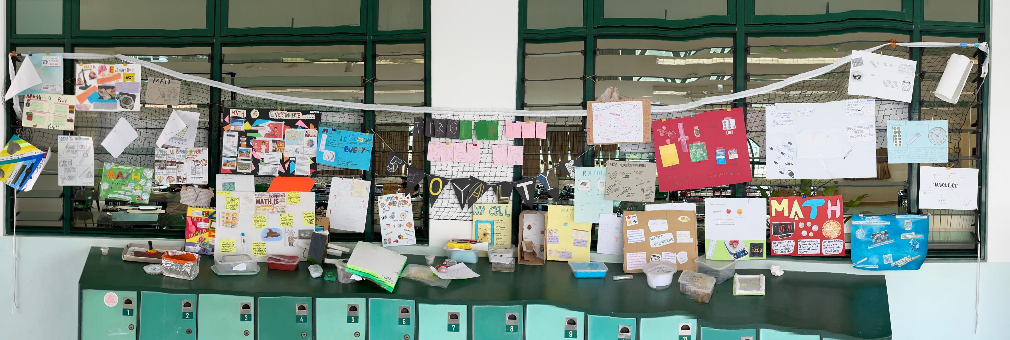 Students shared how they saw Math through their own eyes, with their collated works displayed outside their classrooms